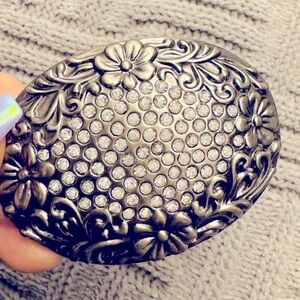 Silver VINTAGE Rhinestone Belt Buckle